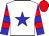 White, Blue 'HB,' Red Bars on Blue Sleeves, White Cap