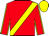 BODY RED, YELLOW SASH, SLEEVES RED, YELLOW STRIPE (SINGLE), CAP YELLOW