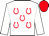 BODY WHITE, RED INVERTED HORSE SHOE, RED INVERTED HORSE SHOE, SLEEVES WHITE, CAP RED