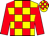 BODY DARK RED, YELLOW CHECKED, SLEEVES DARK RED, CAP DARK RED, YELLOW CHECKED