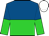 BODY BLUE, FOREST GREEN HALVED (HORIZONTALLY), SLEEVES BLUE, FOREST GREEN HALVED (HORIZONTALLY), CAP WHITE