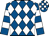 BODY BLUE, WHITE DIAMONDS, SLEEVES BLUE, WHITE CHEVRONS (TWO), CAP BLUE, WHITE QUARTERED