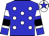 BODY STEEL BLUE, WHITE STARS, SLEEVES STEEL BLUE, BLACK HOOPED, WHITE HOOPED, CAP WHITE, STEEL BLUE STAR