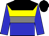 BODY BLUE, YELLOW STRIPES (HORIZONTAL), BLACK STRIPES (HORIZONTAL), SLEEVES BLUE, CAP BLACK