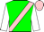 Green, pink sash, white sleeves, pink cap