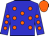 Blue, orange dots, orange cap