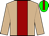 Tan, green and burgundy panel, burgundy stripe on green cap