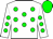 White, green dots, green cap