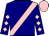 Navy, pink sash, pink diamonds on sleeves, pink cap