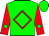 GREEN, red diamond frame, red & green diamond sleeves, green cap