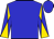 BLUE, gold horsehead wreath & "RVT", blue & gold diagonally halved sleeves, blue cap