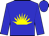BLUE, yellow sun, yellow cuffs on sleeves, blue cap